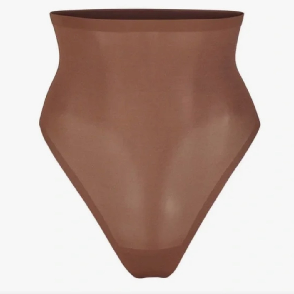 NWT SKIMS SHEER SCULPT HIGH WAIST THONG JASPER TAN GRAY LARGE